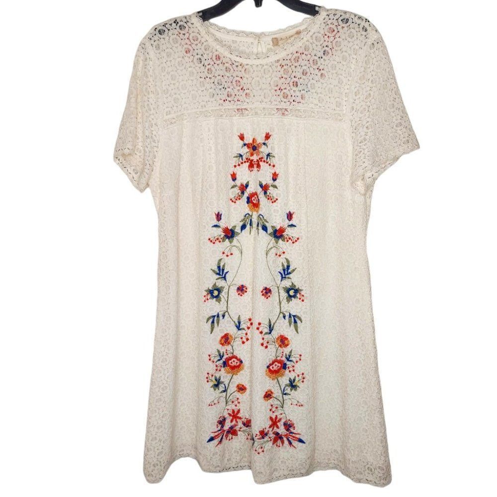 ALTAR'D STATE Beautiful Lace Overlay Embroidered Babydoll Dress Sz Small